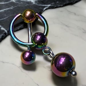 Regenbogen Vertikal Hood Piercing Barbell VCH 14G 12G 10G 8G Christina Prince Albert Belly
