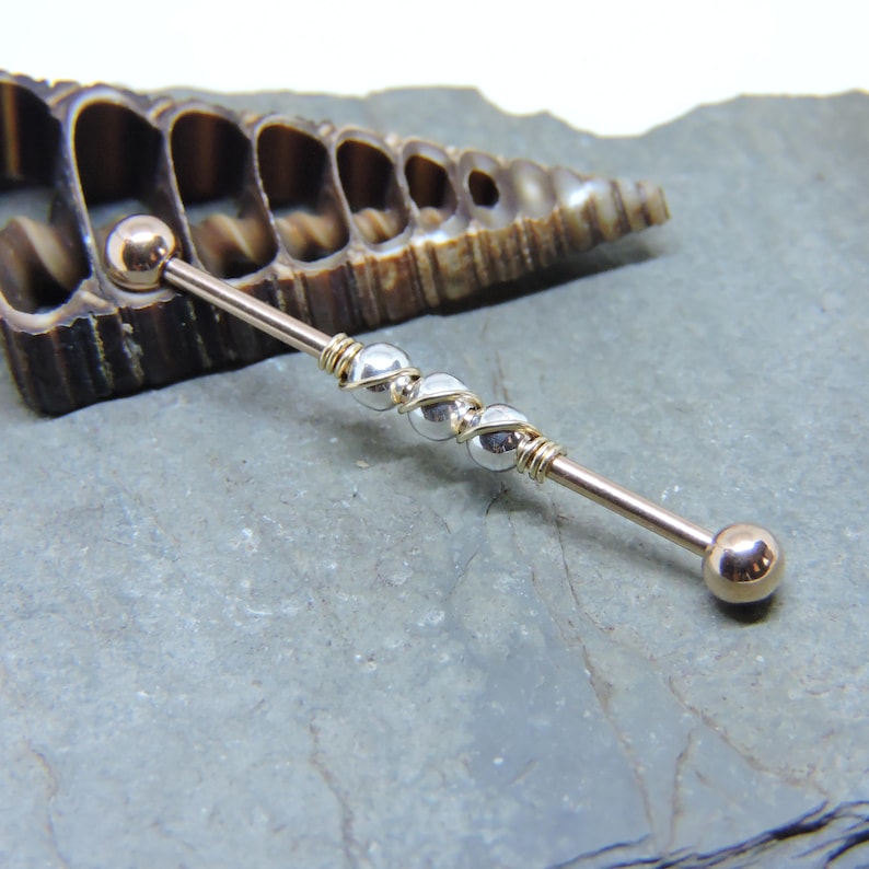 Industrial Barbell Rose Gold Scaffold Piercing 14G 1 Etsy