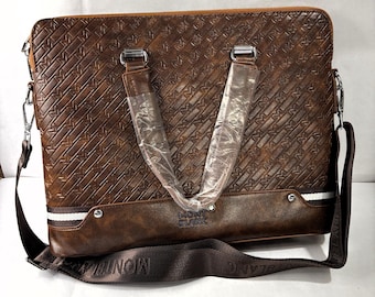 Vintage Montblanc Meisterstuck Brown Leather Laptop And Shoulder Messenger Bag