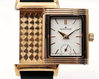 Vintage Luxurious Jaeger-LeCoultre Reverso Sub Dial Analog Quartz White Dial Women's Wrist Watch