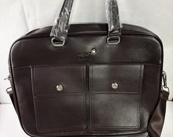Vintage Montblanc Meisterstuck Brown Leather Laptop And Shoulder Messenger Bag