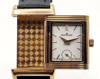 Vintage Luxurious Jaeger-LeCoultre Reverso Sub Dial Analog Quartz White Dial Women's Wrist Watch