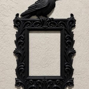 Gothic Raven Ornate Frame | Victorian Crow Wall Decor, Dark Academia Accent