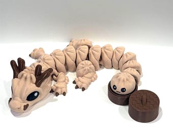 3D Printed Dumpling Dragon Fidget Toy | Articulated Clicker Tail Sensory Dragon