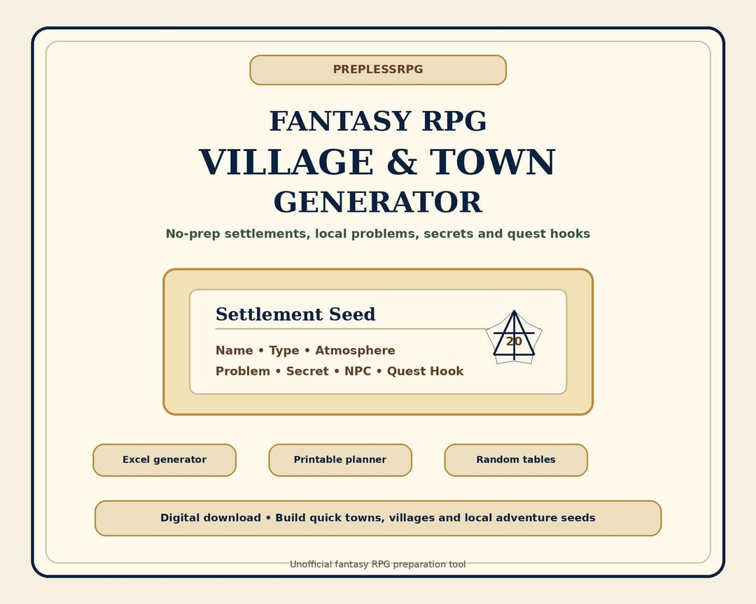 Fantasy Village and Town Generator | No-prep RPG Settlement Planner - Etsy
