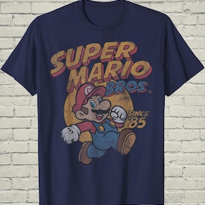 Super Mario Bros Tee, Vintage 1985 Poster, Birthday Gift For Him, Retro Gamer Top, Eighties Arcade Apparel, Geek Present Boys