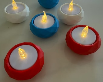 6 Patriotic Tea Lights with LED lights