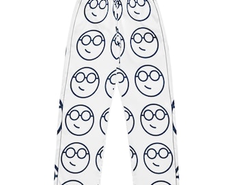 Spodnie piżamowe Nerdy Custom Print: jedwabisty poliester, odzież domowa z lamówką