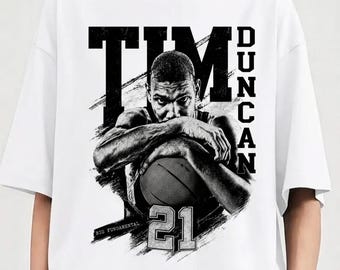 Vintage Tim Duncan Basketball Shirt, Retro Basketball Legend Graphic Tee, 90s Sports T-Shirt