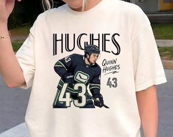 Quinn Hughes Hockey Shirt, Vancouver Hockey Tee, Quinn Hughes 43 Graphic T-Shirt, Ice Hockey Sweatshirt, Gift for Hockey Fans