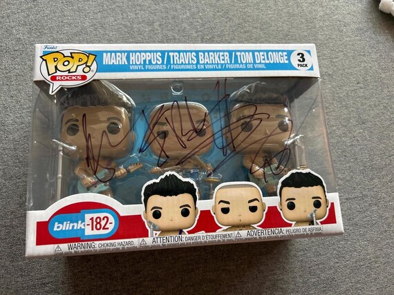 トム・ヒドルストン 直筆サイン FUNKO POP Tom Delong, Mark Hoppus & Travis Barker Signed Autographed Blink