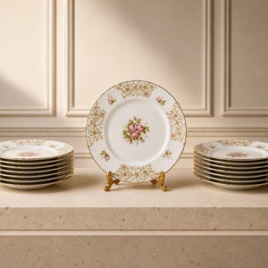 Serwis deserowy Winterling Bavaria – 12 antycznych talerzy porcelanowych