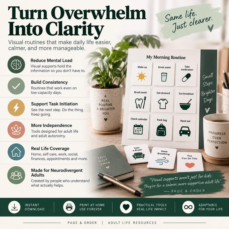 Visual Report Apple Autistic Adult Visual Schedule Bundle | Daily Routine Cards & Visual ...