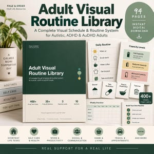 Autistic Adult Visual Schedule Bundle | Daily Routine Cards & Visual Supports | ADHD AuDHD Executive Function Printable | Digital Download
