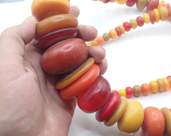 HUGE graduated strand phenolic resin Amber trade beads estate Africa collection