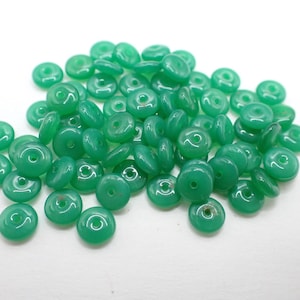 65+ pcs green Czech glass disc spacer component trade beads scarce old African
