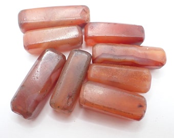 8 pcs faceted AGATE CARNELIAN STONE trade beads old tribal African estate