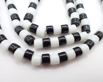 black white flat ended vintage Czech glass beads uncirculated African trade