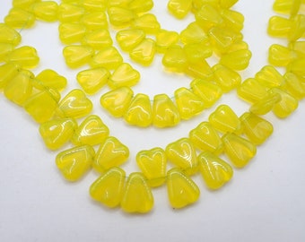 26" strand golden yellow paddle Czech Bohemian pressed glass beads trade Africa