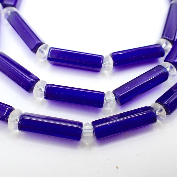 rectangular cobalt blue vintage Czech glass beads uncirculated African trade