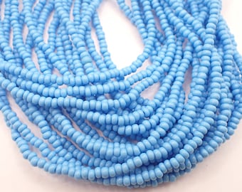 26" lovely turquoise Czech glass seed component beads African trade vintage