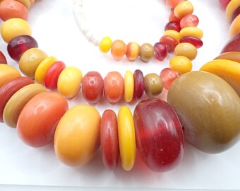 Pair of Vintage Mauritanian African Butterscotch Amber African trade Beads