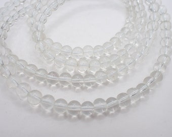 24" strand clear translucent Czech glass beads rounds African trade vintage