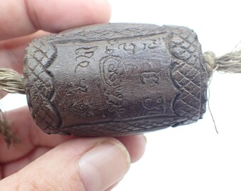 large WOOD PRAYER BEAD Buddhist Thai Asian monk hand carved trade old collection