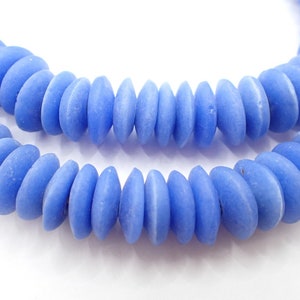 26&quot; strand powder blue disc Ghana glass trade beads spacers African handmade