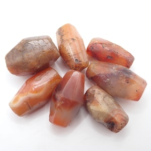 7 pcs ancient faceted AGATE CARNELIAN STONE trade beads old tribal African estate collection
