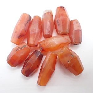 10 pcs faceted AGATE CARNELIAN STONE trade beads old tribal African estate collection