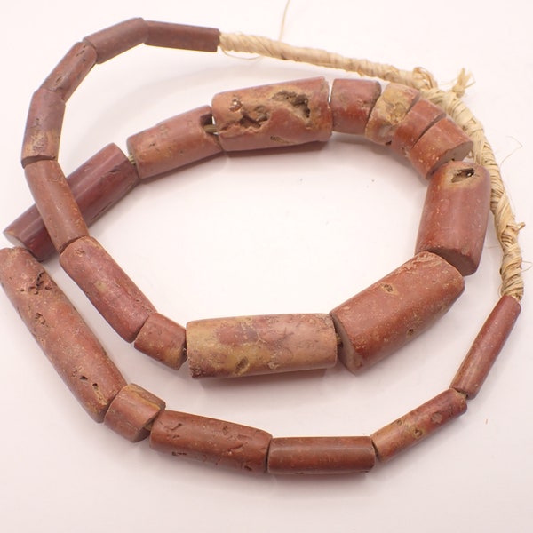 26" strand bauxite stone trade beads handmade tribal organic Africa pipestone