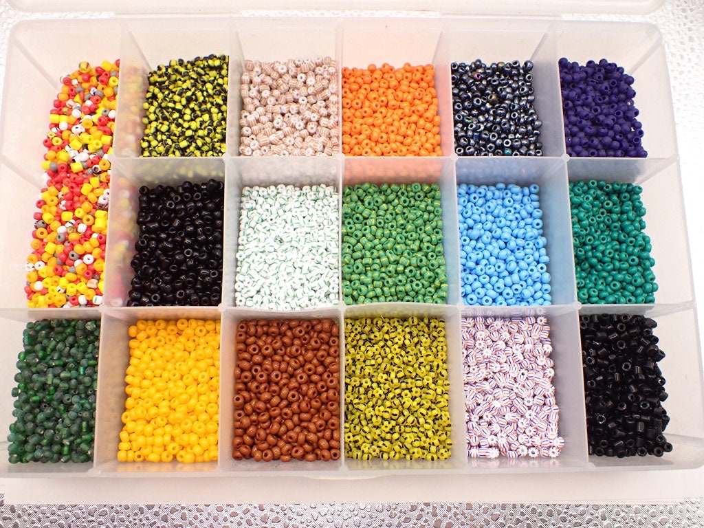 24 Colors Glass Seed Bead Kit, Size 8/0, 3mm, About 15,000pcs/box