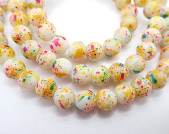 22" strand fun 'confetti' style Bohemian glass beads African trade old estate