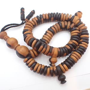 handmade Mouride African ebony wood Sufi Prayer bead strand Africa trade Senegal