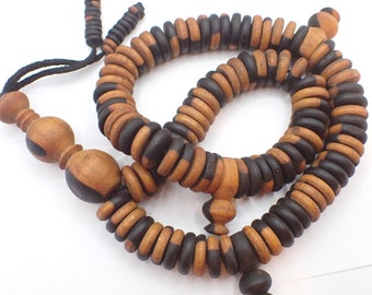 handmade Mouride African ebony wood Sufi Prayer bead strand Africa trade Senegal