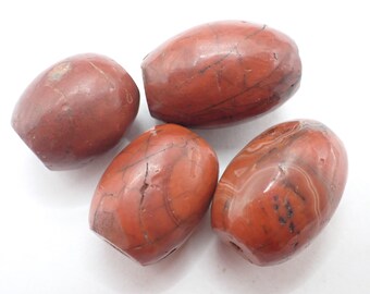 4 pcs big FOCAL JASPER STONE trade beads Africa antique Nigeria Benin old estate