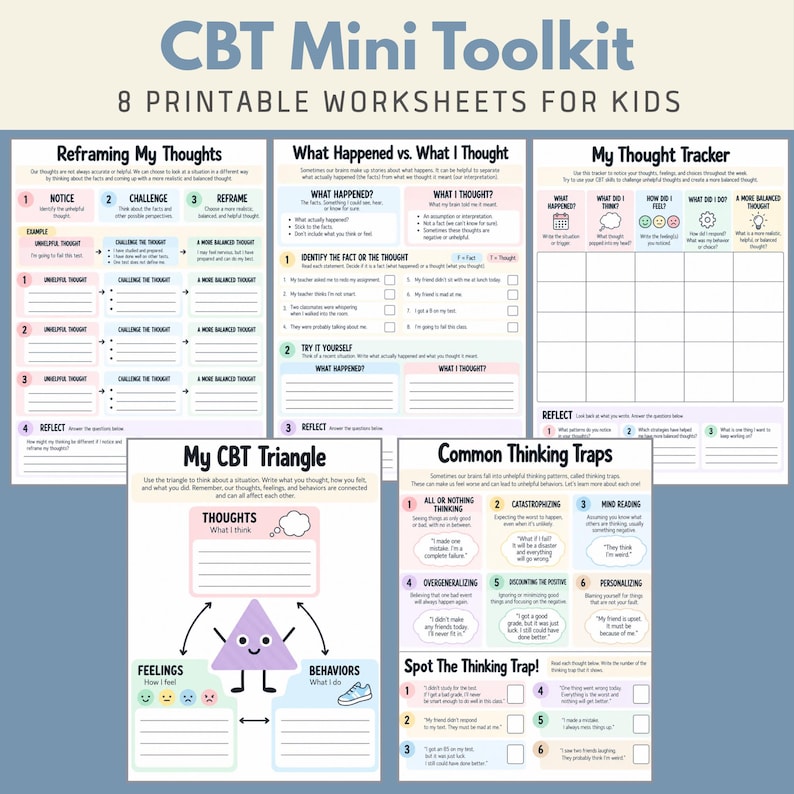 CBT Worksheets for Kids | Cognitive Behavioral Therapy Mini Toolkit ...