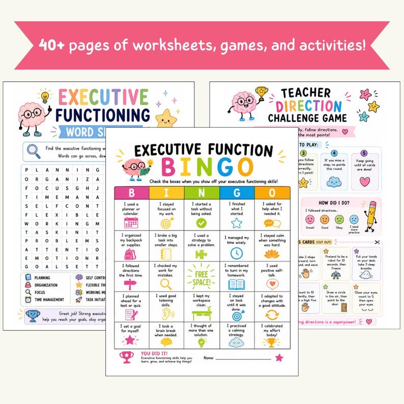 Executive Functioning Workbook & Activities For Kids | ADHD Support | School Counselor Resource | Focusing, Organization, SEL Skills image 3