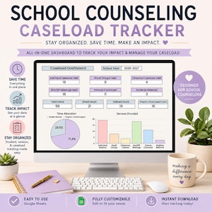 School Counseling Caseload Tracker | Google Sheets Counselor Planner | Student Data Dashboard | IEP 504 Tracker | Session & Referral Log