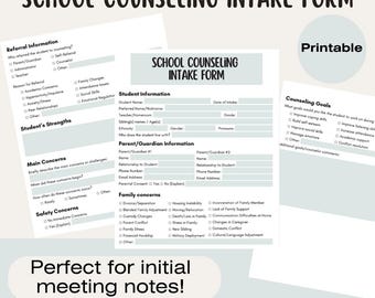 School Counseling Intake Form | Student Support Documentation | Counselor Notes | Initial Meeting