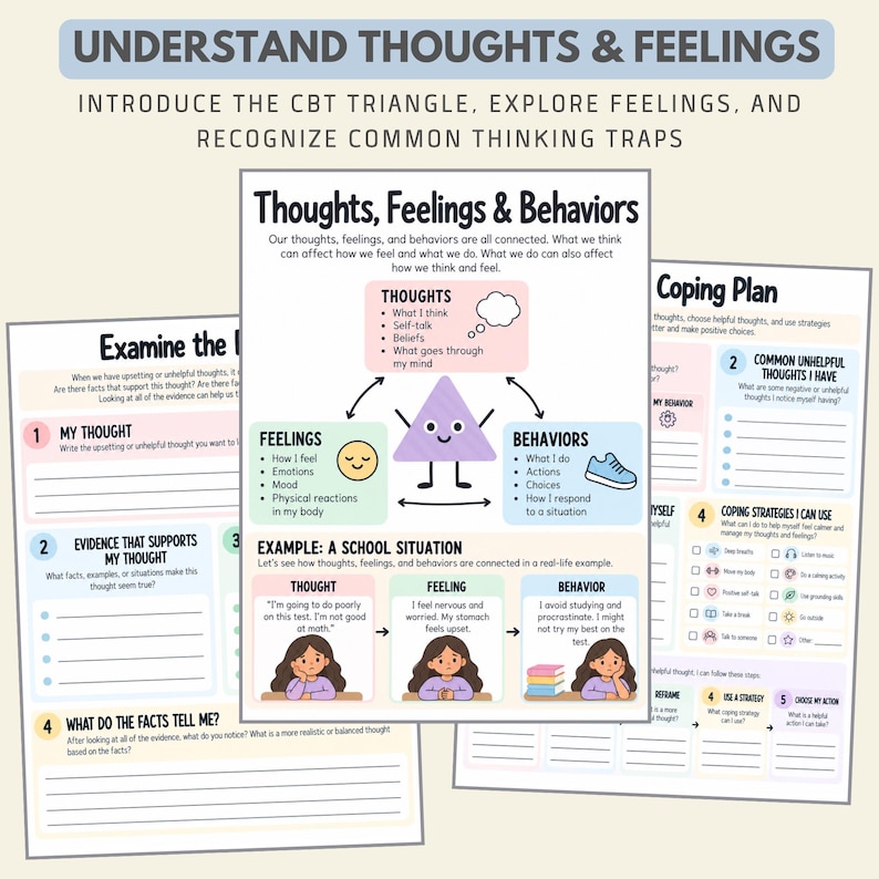 CBT Worksheets for Kids | Cognitive Behavioral Therapy Mini Toolkit ...