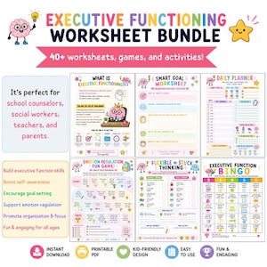 Executive Functioning Workbook & Activities For Kids | ADHD Support | School Counselor Resource | Focusing, Organization, SEL Skills
