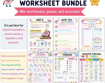 Executive Functioning Workbook & Activities For Kids | ADHD Support | School Counselor Resource | Focusing, Organization, SEL Skills