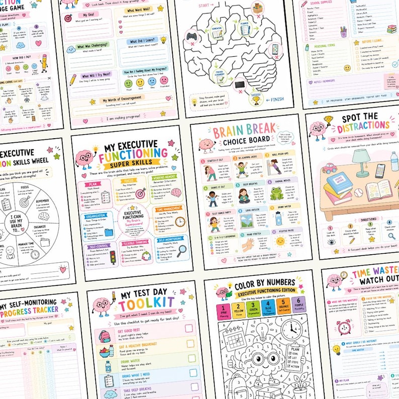 Executive Functioning Workbook & Activities For Kids | ADHD Support | School Counselor Resource | Focusing, Organization, SEL Skills image 2