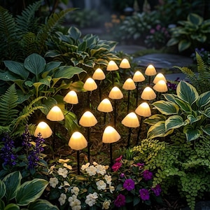Solar Mushroom Garden Lights, Waterproof LED Mushroom Path Lights, Fairy Garden Decor, Outdoor Yard Gift for Garden Lovers