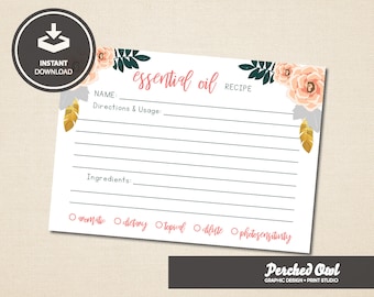 Essential Oils Sample Card - Instructions - How To Use - Direct Selling - Instant Download Files - JPG - PDF - Diffuser - Roller Recipes
