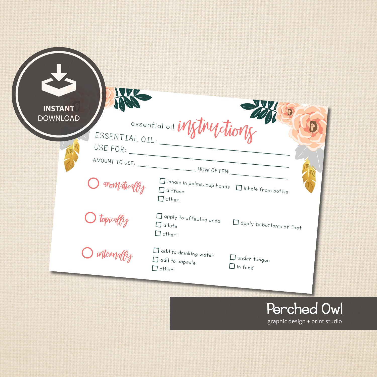 Essential Oils Sample Card Instructions How To Use Etsy