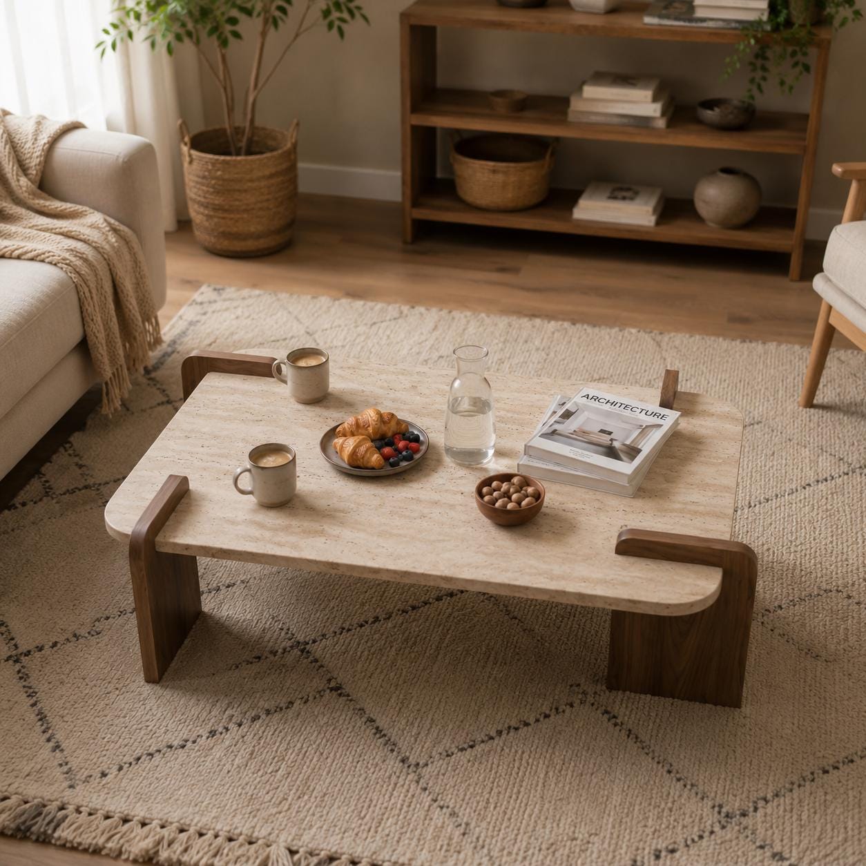 Travertine coffee table - Etsy 日本