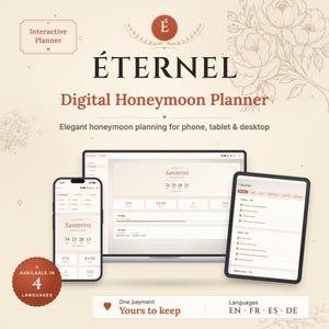 Offline Honeymoon Planner: Editable HTML Travel Organizer for Couples